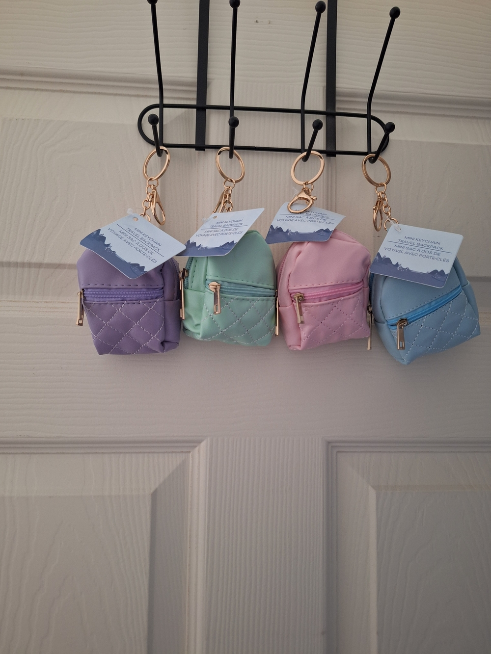 Mini Quilted Backpack Keychain - Pastel Assorted